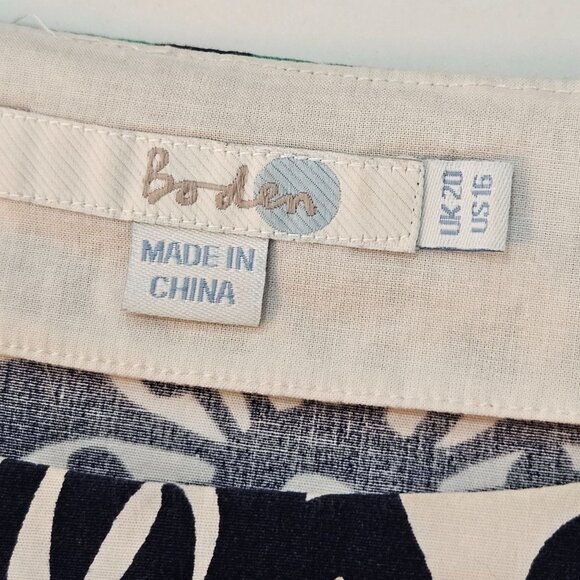 Boden Top Sz 16 Penelope Floral Print Cotton Stretch Top Turquoise Navy - Picture 5 of 9